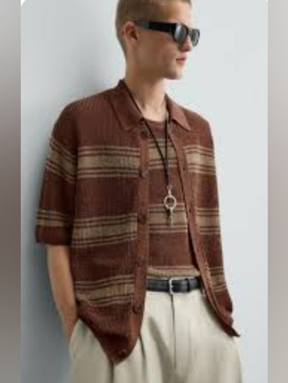 NWT Zara Linen-Viscose Blend Knit Shirt. Size M